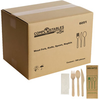 Wood Cutlery Set in Paper Bag Ontario Packaging