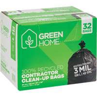 Green Home Garbage Bags, Strong, 33" W x 48" L, 3 mils, Black, 159 L (42 Gal.) Capacity Ontario Packaging