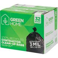 Green Home Garbage Bags, Strong, 33" W x 48" L, 3 mils, Black, 159 L (42 Gal.) Capacity Ontario Packaging
