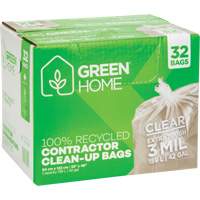 Green Home Garbage Bags, Strong, 33" W x 48" L, 3 mils, Clear, 159 L (42 Gal.) Capacity Ontario Packaging