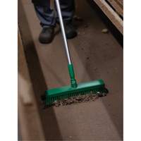 Push Broom Head, Fine/Stiff Bristles, 16-1/2", Polyester/Polypropylene, Green Ontario Packaging