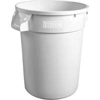 White Titan Heavy-Duty Garbage Container, Plastic, 32 US gal. Ontario Packaging