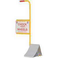 Wheel Chock with Handle & Sign, 7" W x 11-7/8" D x 7-11/16" H KI285 | Ontario Packaging