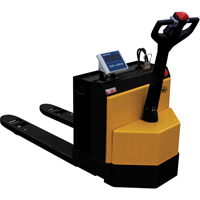 Fully Powered Electric Pallet Truck With  Scale, 4500 lbs. Cap., 48" L x 30.25" W LV538 | Ontario Packaging