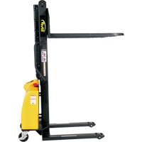 Narrow Mast Powered Lift Stacker, Electric Operated, 1500 lbs. Capacity, 63" Max Lift Ontario Packaging