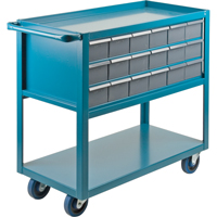 Drawer Shelf Cart, 1200 lbs. Capacity, Steel, 18" x W, 35" x H, 36" D, Rubber Wheels, All-Welded, 18 Drawers MA245 | Ontario Packaging