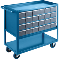 Drawer Shelf Cart, 1200 lbs. Capacity, Steel, 18" x W, 35" x H, 36" D, Rubber Wheels, All-Welded, 24 Drawers MA246 | Ontario Packaging