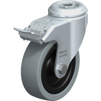 Light-Duty Caster, Swivel with Brake, 4" (101.6 mm), Solid Rubber, 242 lbs. (110 kg.) Ontario Packaging