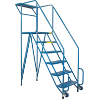 Mechanics/Maintenance Rolling Ladder, Steel, 6 Steps, 57" Platform Height Ontario Packaging