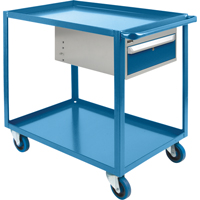 Heavy Duty Shelf Cart with Drawer, 1200 lbs. Capacity, Steel, 24" x W, 36" x H, 48" D, Rubber Wheels, All-Welded, 1 Drawers ML081 | Ontario Packaging