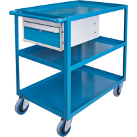 Heavy Duty Shelf Cart with Drawer, 1200 lbs. Capacity, Steel, 24" x W, 36" x H, 36" D, Rubber Wheels, All-Welded, 3 Drawers MH256 | Ontario Packaging
