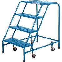 Rolling Step Ladder with Locking Step, 4 Steps, 22" Step Width, 37" Platform Height, Steel MH279 | Ontario Packaging