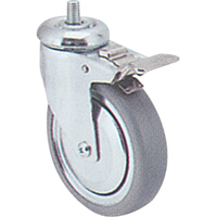 Zinc Plated Caster, Swivel with Brake, 3" (76 mm) Dia., 150 lbs. (68 kg.) Capacity MI930 | Ontario Packaging