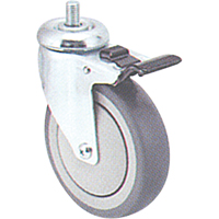 Zinc Plated Caster, Swivel with Brake, 4" (102 mm) Dia., 200 lbs. (91 kg.) Capacity MI946 | Ontario Packaging