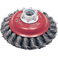 BK420T Knot Twisted Conical Brush, 4" Dia., 0.02" Fill, 5/8"-11 Arbor, Steel Ontario Packaging