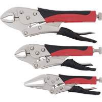 Cushion Grip Locking Plier Set, 6"/10"/7" Length, Curved Jaw/Long Nose Ontario Packaging