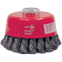 CK3501T High Performance Knot Twisted Cup Brush, 3-1/2" Dia., 0.02" Fill, 5/8"-11 Arbor, Steel Ontario Packaging