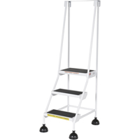 Stop-Step Ladders, 3 Steps, 16" Step Width, 28-11/16" Platform Height, Steel Ontario Packaging
