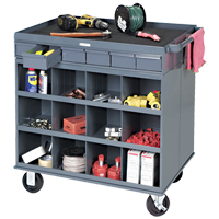 Heavy-Duty Two-Sided Mobile Work Station, 1200 lbs. Capacity, Steel, 34" x W, 34" x H, 24" D, All-Welded, 6 Drawers Ontario Packaging