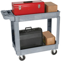 Deluxe Utility Cart, 2 Tiers, 25" x 35-1/2" x 43.5"/43-1/2", 550 lbs. Capacity MO196 | Ontario Packaging