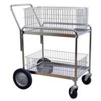 Wire Mesh Office Mail Cart, 200 lbs. Capacity, Chrome, 23-3/4" D x 33-1/2" L x 38-1/4" H, Chrome Plated MO209 | Ontario Packaging