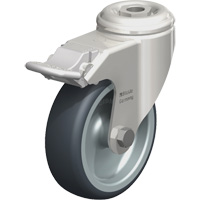 Stainless Steel Thermoplastic Elastomer Caster, Swivel with Brake, 4" (102 mm) Dia., 240 lbs. (108 kg.) Capacity Ontario Packaging