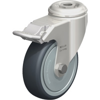 Stainless Steel Thermoplastic Elastomer Caster, Swivel with Brake, 4" (102 mm) Dia., 240 lbs. (108 kg.) Capacity Ontario Packaging