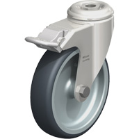 Stainless Steel Thermoplastic Elastomer Caster, Swivel with Brake, 5" (127 mm) Dia., 265 lbs. (120 kg.) Capacity Ontario Packaging