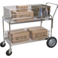 Chariot de bureau en treillis m&eacute;tallique pour le courrier, 250 lb Capacit&eacute;, Chrome, 23" p x 42" la x 38" h, Chrom&eacute; Ontario Packaging
