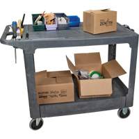 Flat-Shelf Utility Service Cart, 2 Tiers, 25-1/4" x 32-1/4" x 44", 550 lbs. Capacity Ontario Packaging