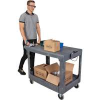 Flat-Shelf Utility Service Cart, 2 Tiers, 25-1/4" x 32-1/4" x 44", 550 lbs. Capacity Ontario Packaging