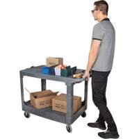 Flat-Shelf Utility Service Cart, 2 Tiers, 25-1/4" x 32-1/4" x 44", 550 lbs. Capacity Ontario Packaging