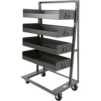 Single-Sided Heavy Duty A-Frame Cart with 4 Large Lipped Trays, 38" x 25" x 63", 2500 lbs. Capacity Ontario Packaging
