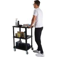 Utility Cart with Flat Shelf, 3 Tiers, 18-1/8" x 37-3/8" x 27-3/4", 330 lbs. Capacity Ontario Packaging