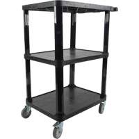 Utility Cart with Flat Shelf, 3 Tiers, 18-1/8" x 37-3/8" x 27-3/4", 330 lbs. Capacity Ontario Packaging
