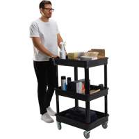 Utility Cart with Deep Lip Shelf, 3 Tiers, 19" x 39-1/2" x 28-1/4", 330 lbs. Capacity Ontario Packaging