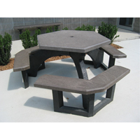 Recycled Plastic Hexagon Picnic Tables, 78" L x 78" W, Brown NJ132 | Ontario Packaging