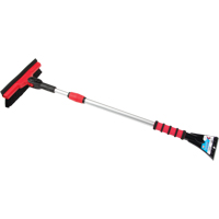Snow Brush With Pivot Head, Telescopic, Rubber Squeegee Blade, 52" Long, Black/Red NJ144 | Ontario Packaging