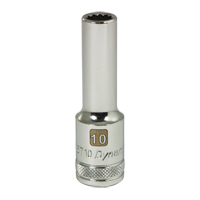 Metric Socket, 10 mm, 1/2" Drive, 12 Points, Deep Ontario Packaging