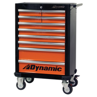 Roller Tool Cabinet, 10 Drawers, 28" W x 18" D x 43-1/4" H, Black/Orange Ontario Packaging
