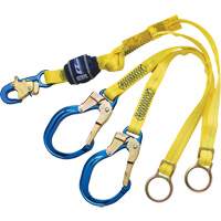 EZ-Stop™ Tie-Back Shock-Absorbing Lanyard, 6', E4, Snap Hook Center, Rebar Hook Leg Ends, Polyester NJS942 | Ontario Packaging