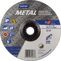 Depressed Centre Metal Grinding Wheels, 7" x 1/4", 7/8" Arbor, Aluminum Oxide, Type 27 Ontario Packaging
