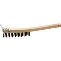Scratch Brush With Scraper, Steel, 3 x 19 Wire Rows, 13" Long Ontario Packaging