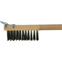 Scratch Brush With Scraper, Stainless Steel, 3 x 10 Wire Rows, 20" Long Ontario Packaging
