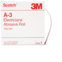 Scotch&reg; A-3 Electrician's Abrasive Roll, Aluminum Oxide, 1" W x 75' L, 120 Grit Ontario Packaging