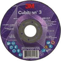 Cubitron 3 Cut and Grind Wheel, 4-1/2" x 1/8", 7/8" Arbor, Type 27, 36 Grit, Ceramic Ontario Packaging
