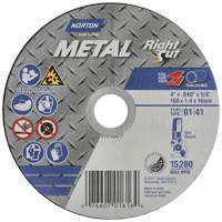 Metal RightCut Right Angle Cut-Off Wheel, 4-1/2" x 0.04", 7/8" Arbor, Type 01/41, Aluminum Oxide, 13580 RPM Ontario Packaging