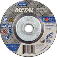 Metal Grinding Wheel, 4-1/2" x 1/4", 5/8"-11 Arbor, Aluminum Oxide, Type 27 Ontario Packaging