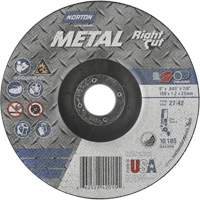 Metal RightCut Right Angle Cut-Off Wheel, 6" x 0.045", 7/8" Arbor, Type 27/42, Aluminum Oxide, 10190 RPM Ontario Packaging