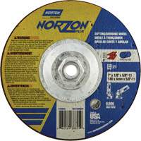 NorZon Plus SGZ  Grinding & Cutting Wheel, 7" x 1/8", 5/8"-11 Arbor, Type 27, Ceramic Alumina Ontario Packaging